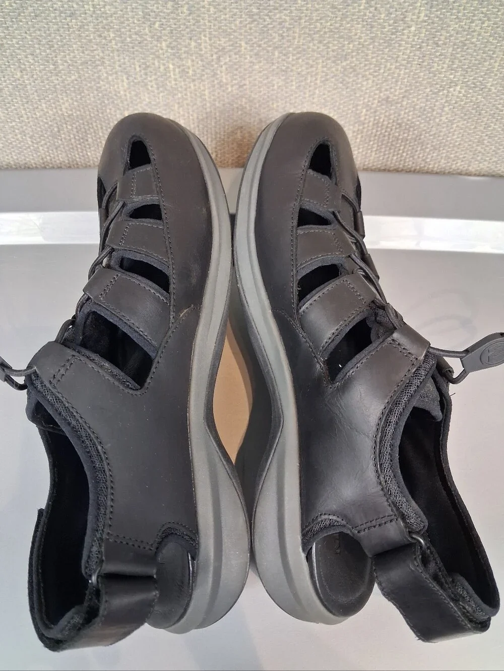 Merrell Mens Tideriser Luna Fisherman Leather Sandals Bungee Lace Black Size 10